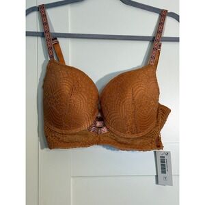 Black‎ Orchid By Secret Lace LLC Women's 36D Orange Lace Balconette Bra NWT